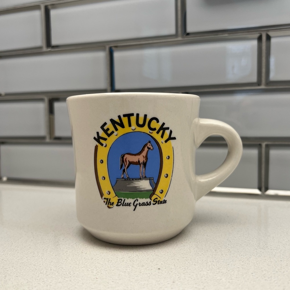 Vintage Kentucky Mug Horseshoe The Blue Grass State Man o' War - Picture 2 of 6